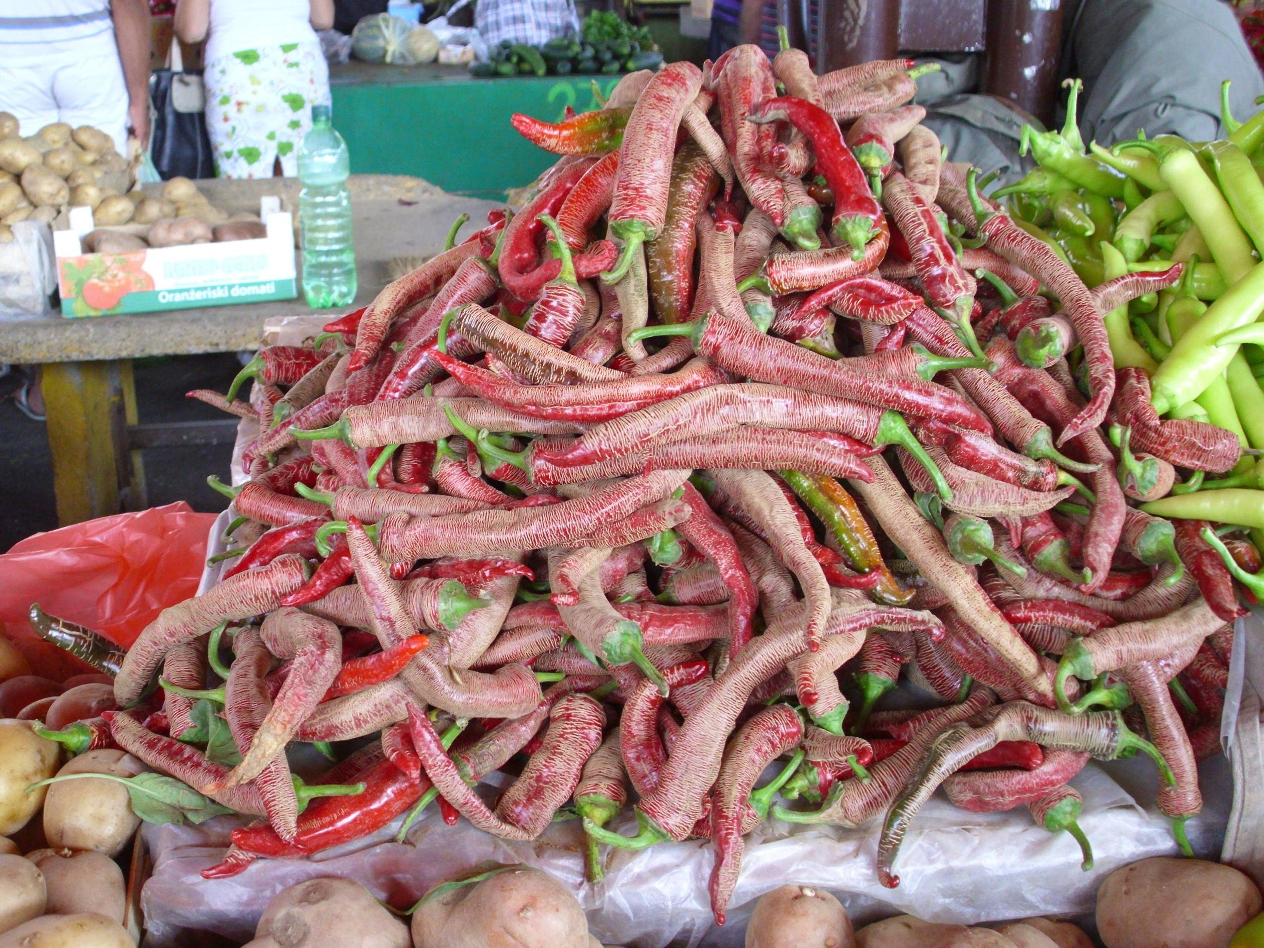 The chiles in a Serbian market.