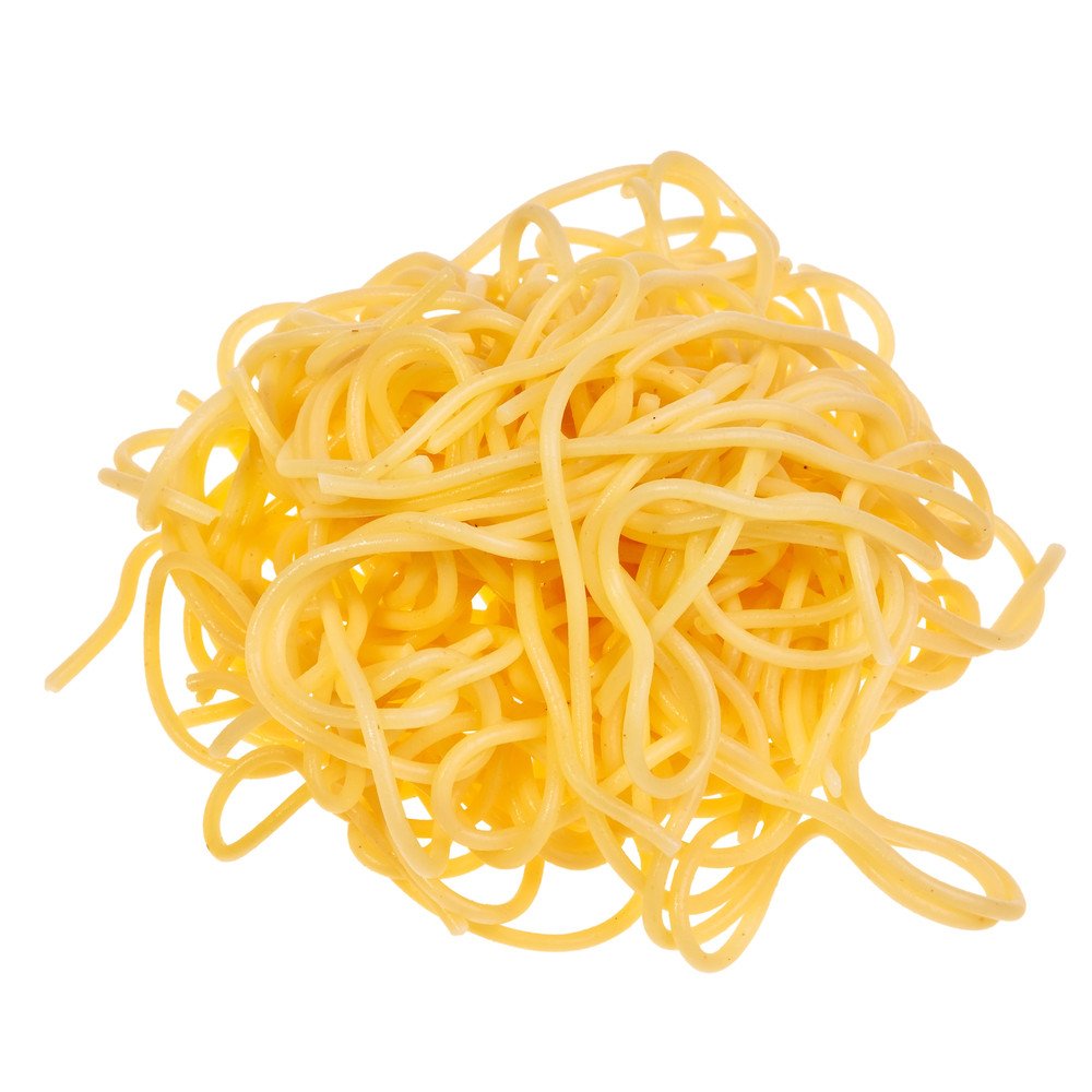 A small pile of cooked spaghetti noodles